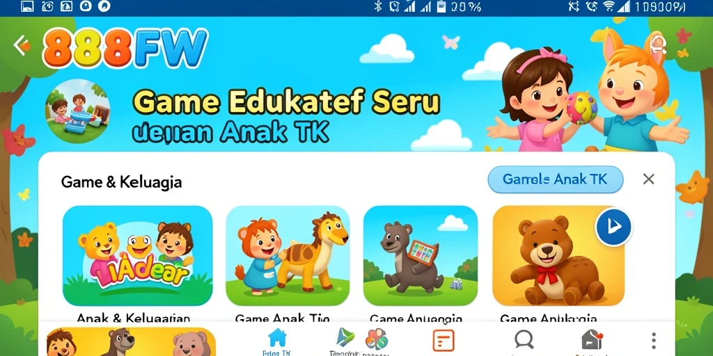 Tampilan antarmuka aplikasi 888FW yang cerah dan menyenangkan.