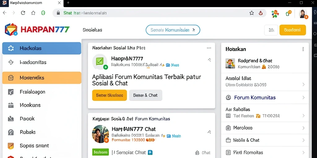 Tampilan antarmuka aplikasi Forum Komunitas HARAPAN777 yang menarik dan mudah digunakan.