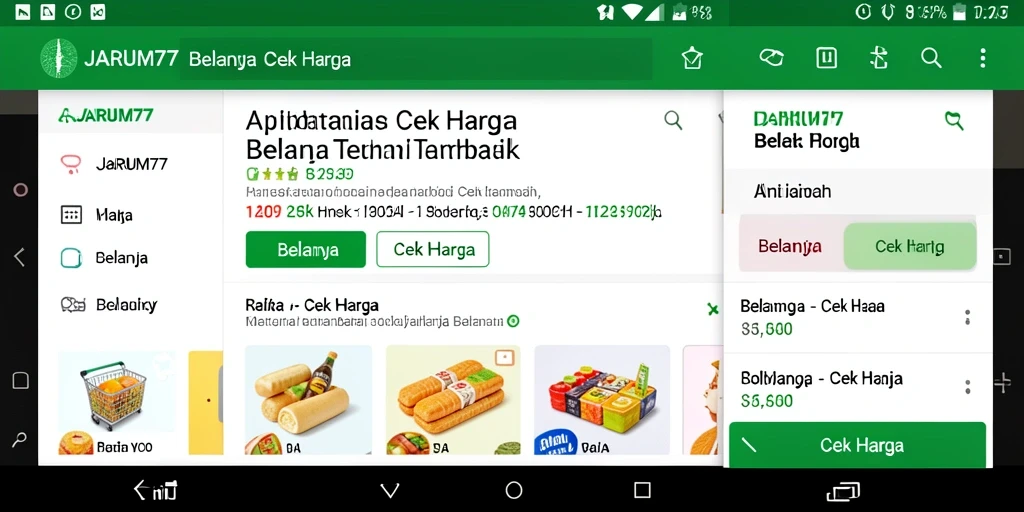 Antarmuka aplikasi JARUM77 untuk Cek Harga yang sederhana dan efisien.