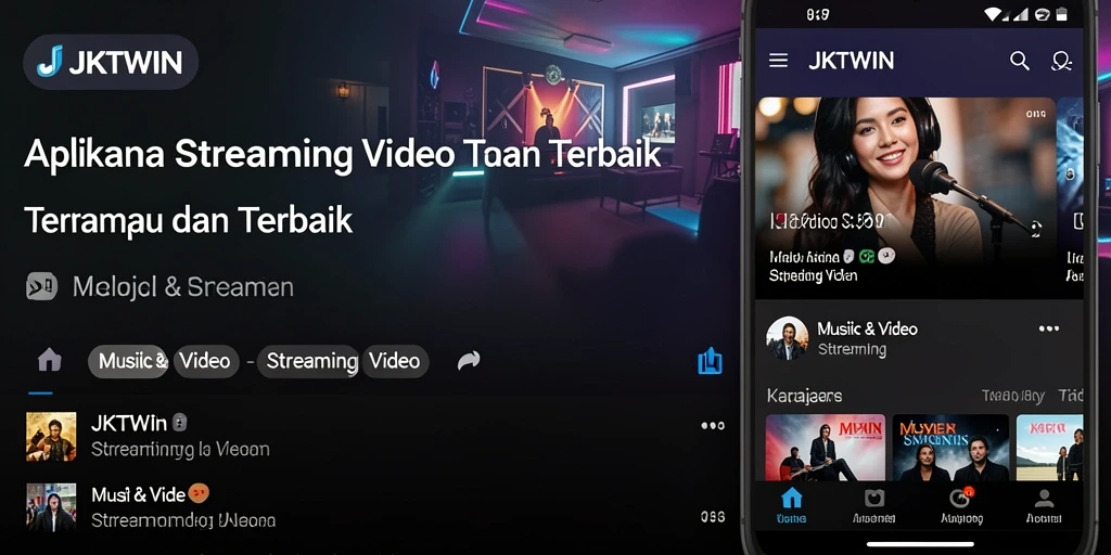 Antarmuka JKTWIN menampilkan berbagai pilihan streaming video dengan mudah diakses.