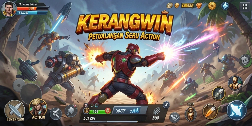 Tampilan antarmuka KERANGWIN saat menjalani gameplay Action yang mendebarkan.