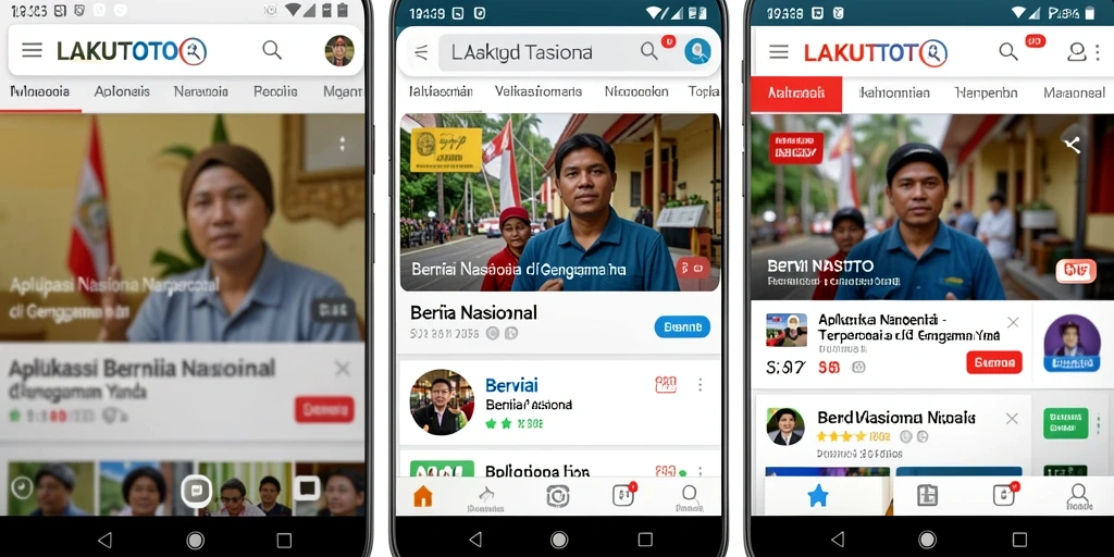 Tampilan antarmuka aplikasi LAKUTOTO dengan berita nasional terkini.