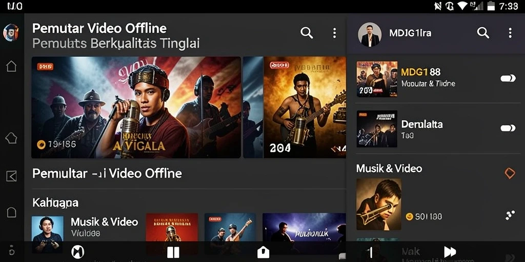 Tampilan antarmuka MDG188 yang sederhana dan intuitif untuk Pemutar Video Offline.