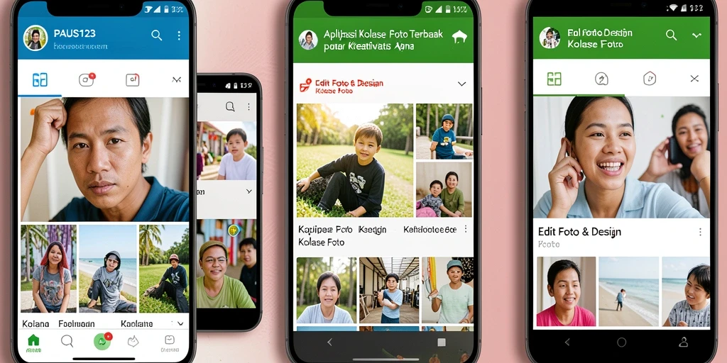 Antarmuka menarik PAUS123 untuk membuat kolase foto yang kreatif.
