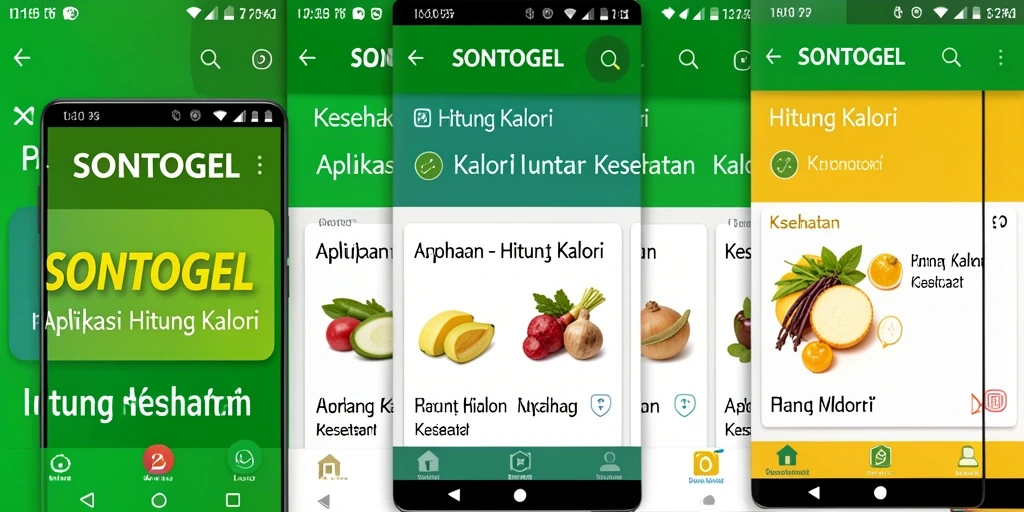 Tampilan antarmuka aplikasi Hitung Kalori SONTOGEL yang menarik dan informatif.